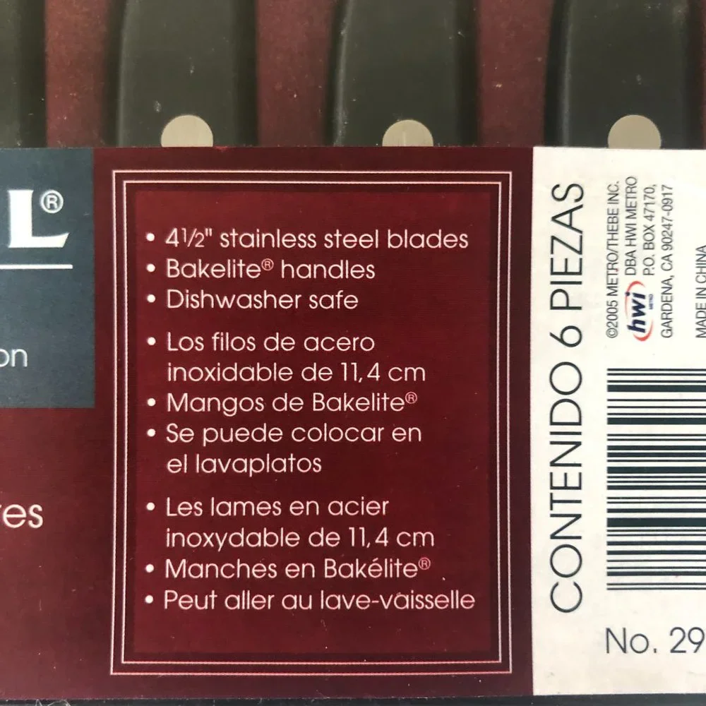ARCOSTEEL 6 Piece VTG Stainless steel steak knife set 4.5